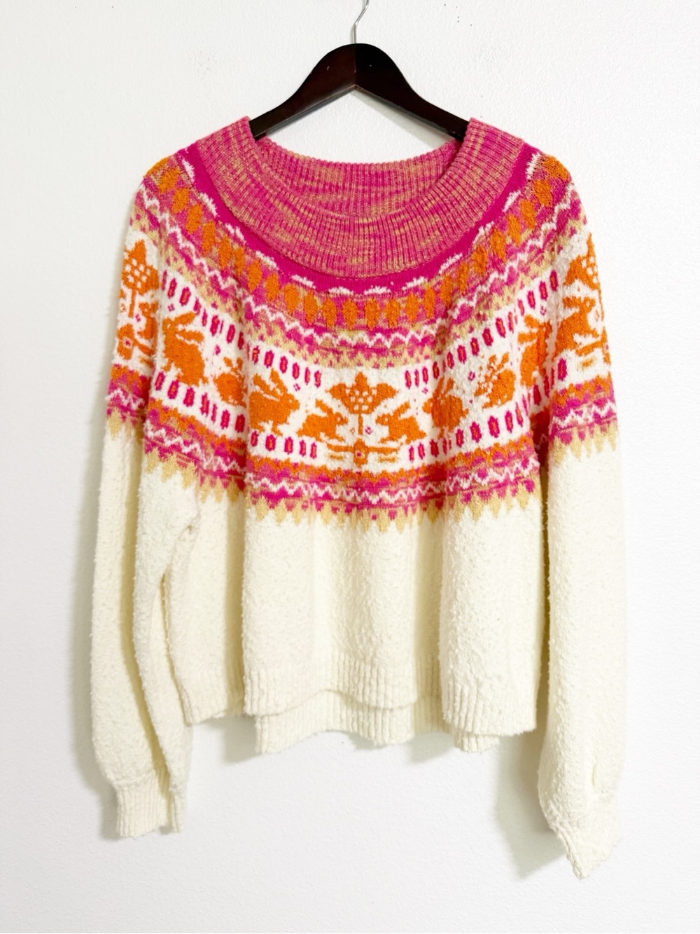 Free People Nellie Fairisle Bunny Slub Knit Oversized Sweater - Picture 3 of 14